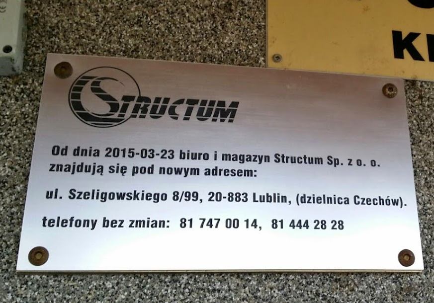 zmiana adresu firmy Structum